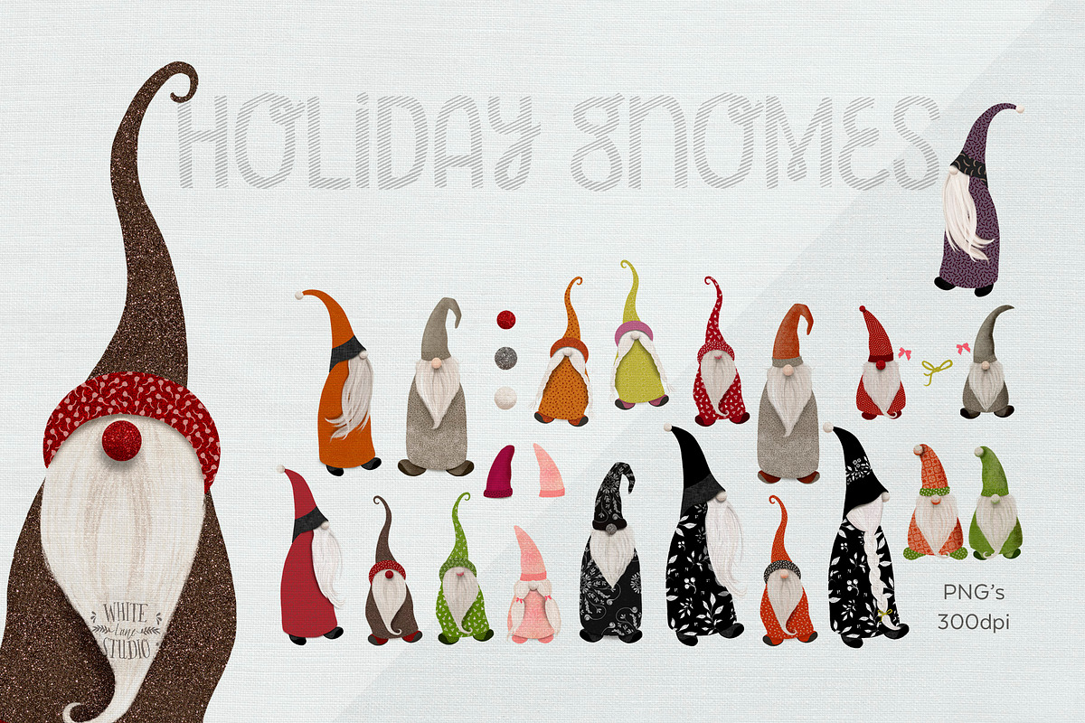 Holiday Gnome Illustrations Set, a Decorative Illustration by White Lane Studio (Photo 10 of 11)