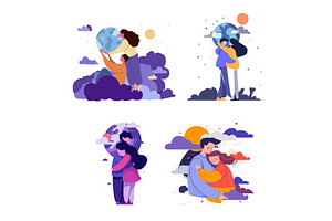 Couple giving a hug cartoon vector, an Illustration by Onyx