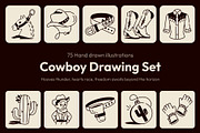 Cowboy Drawing Illustration Set, an Outline Icon by Vectors Market (Thumbnail 1 of 8)