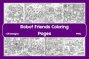 Robot Friends Coloring Pages, a Technology Illustration by BerryPieArt (Thumbnail 1 of 3)