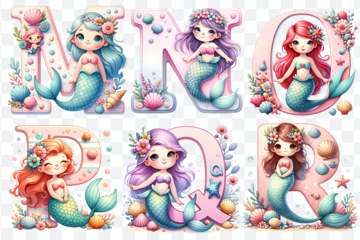 Mermaid Alphabet Font & Numbers, a Symbol Font by Bubble Pixel (Photo 5 of 8)