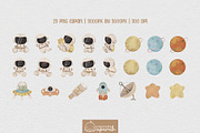 Astronaut Watercolor Clipart Nursery, a Decorative Illustration by creationsbyapuruh (Thumbnail 4 of 6)