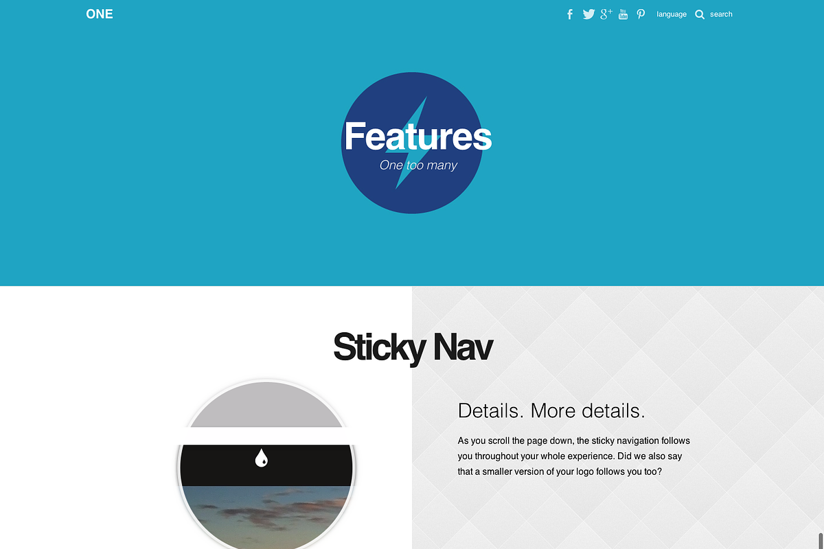 One – Responsive Multipurpose Theme, a Websites & App Template by musdy