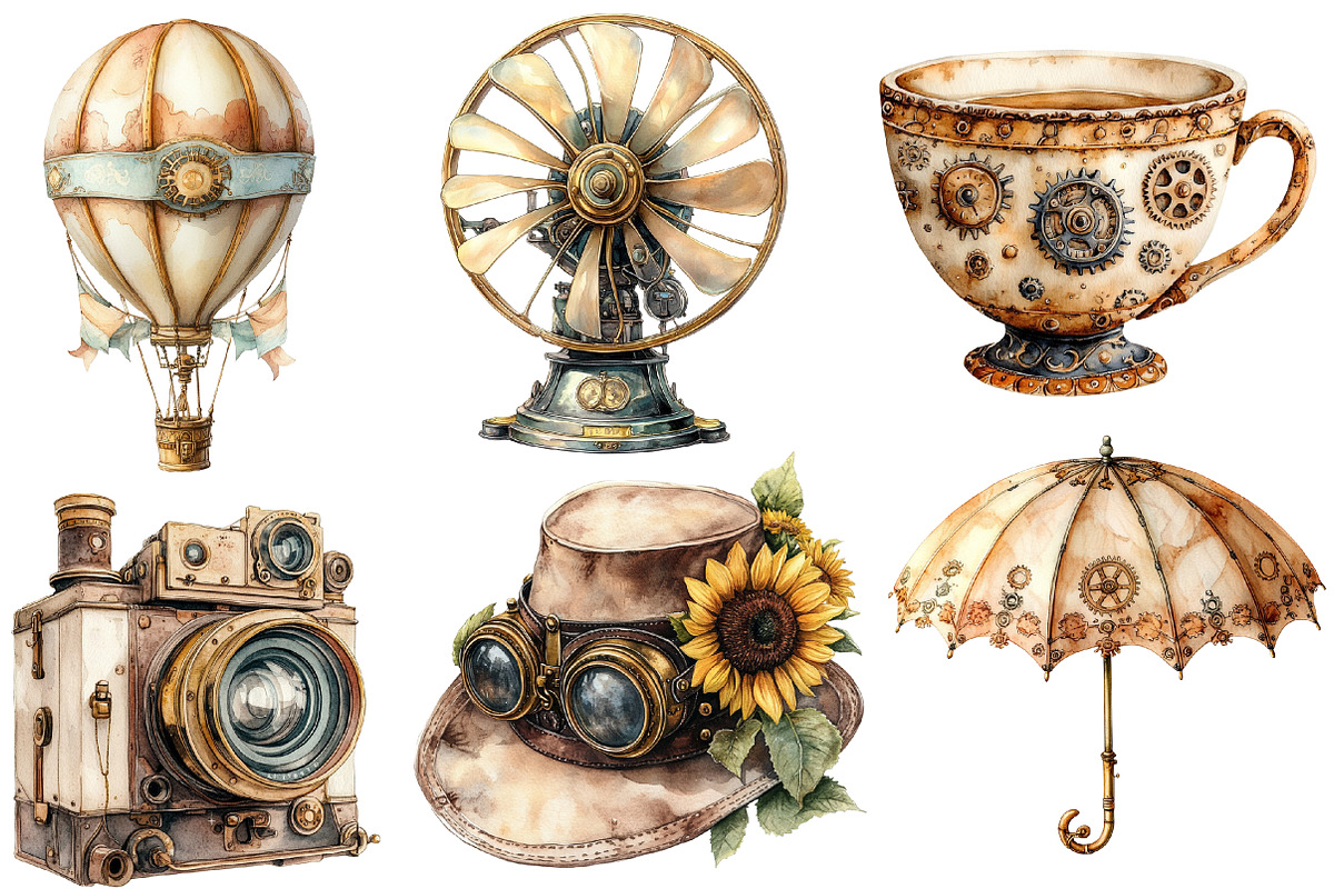 Steampunk Summer Clipart, a Seasonal Illustration by Designworld (Photo 4 of 6)