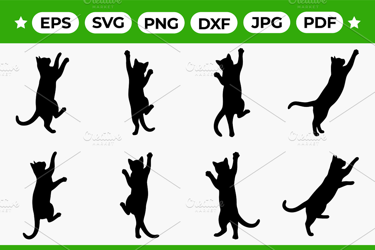 Climbing Cat Silhouettes Vector Set, an Object Graphic by Artonix (Photo 1 of 3)