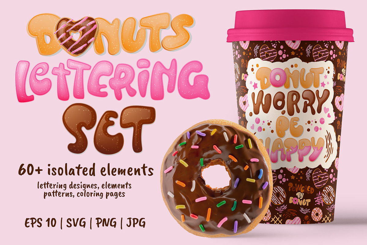 Handdrawn Donut lettering set, an Illustration by Letterscraft