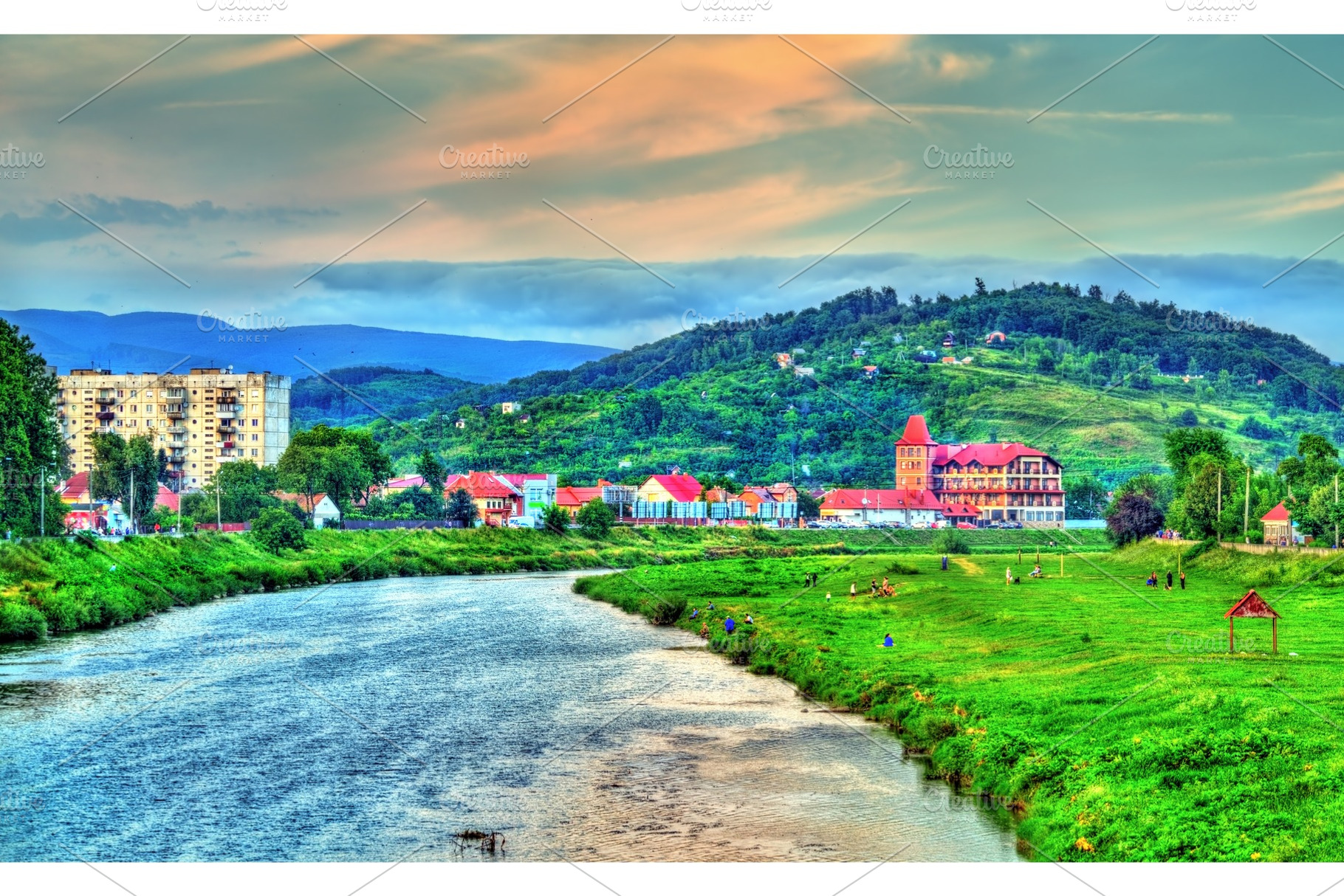 The Latoritsa river at Mukachevo, Ukraine, an Architecture Photo by Leonid Andronov