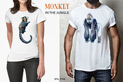 Watercolor Happy Monkeys, an Animal Illustration by Anastasia (Thumbnail 3 of 13)
