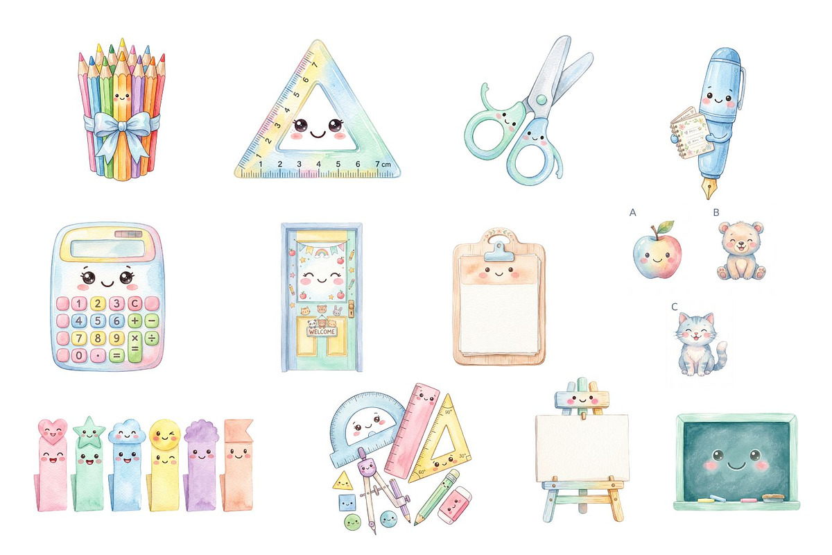 Cute Back to School Clipart Bundle, a Decorative Illustration by Arslan (Photo 4 of 5)