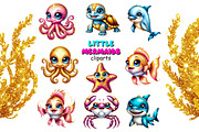 Little mermaids clipart set png, an Object Graphic by JuliaStarArt-FantasyHome (Thumbnail 3 of 12)