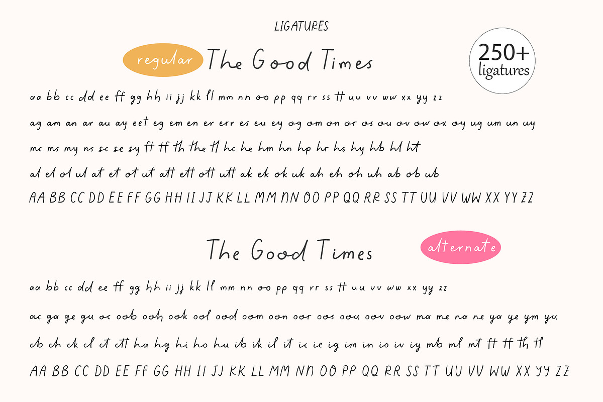 The Good Times ligature script font, a Handwritten Font by Kaya Fonts (Photo 5 of 39)