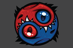 Red and Blue Yin Yang Dragons