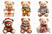 Christmas Teddy Bear Clipart, an Illustration by Craft Nest (Thumbnail 4 of 6)