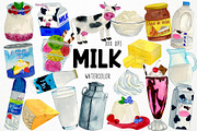 Watercolor Dairy Clipart, Milk, an Object Graphic by Paulaparaula (Thumbnail 1 of 3)