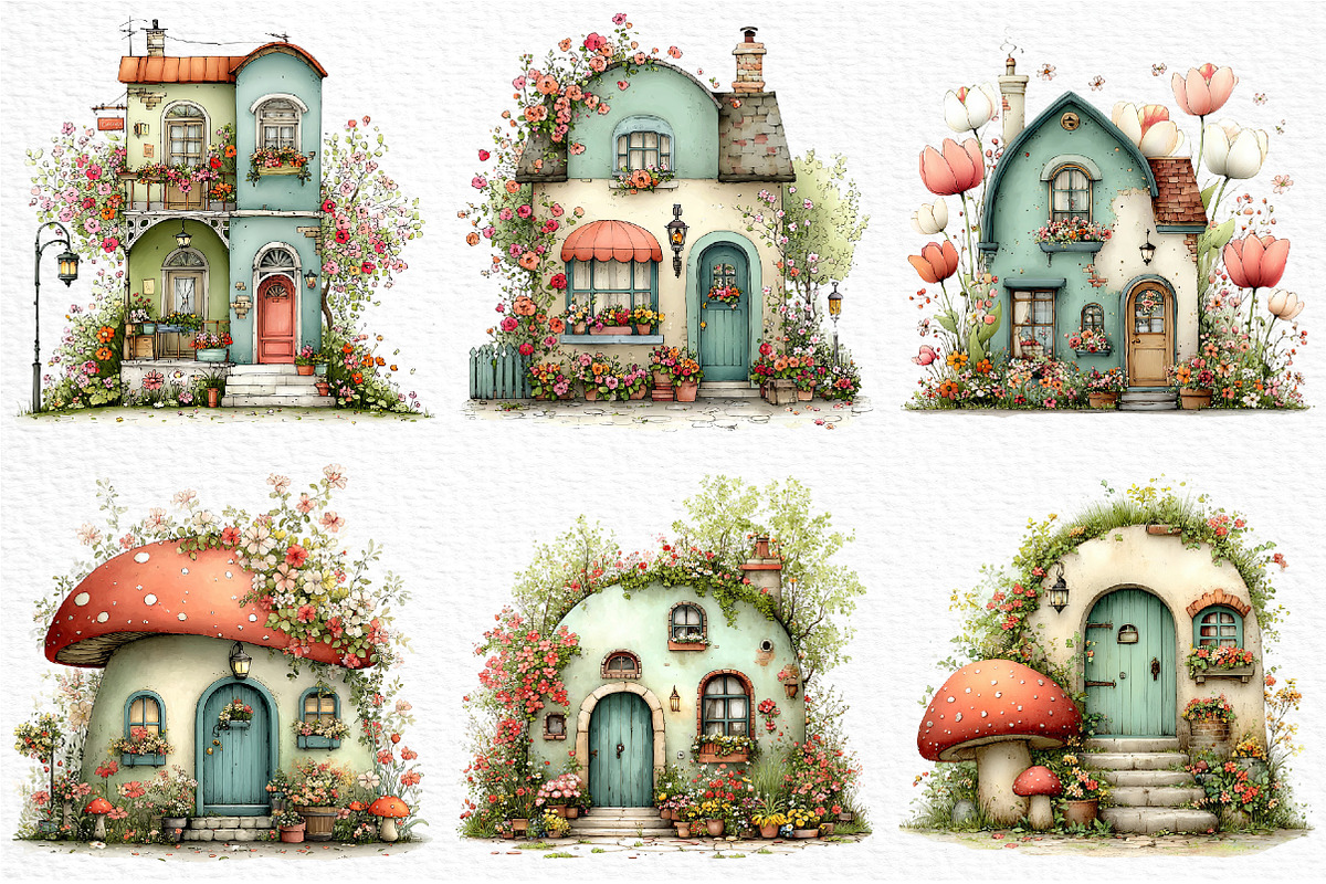 Whimsical Spring House Clipart, an Illustration by Craft Nest (Photo 6 of 11)