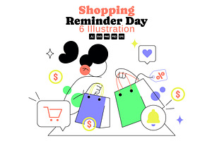 6 Shopping Reminder Day Illustration, an Object Illustration by denayunebgt