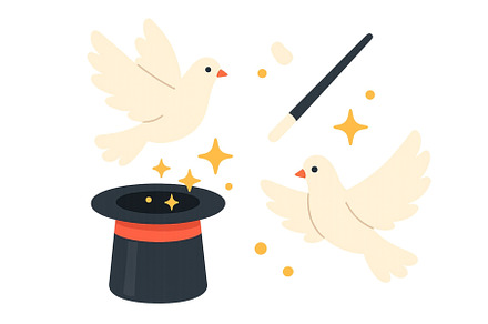 Magic performance with doves and a, an Object Illustration by ZinetroN