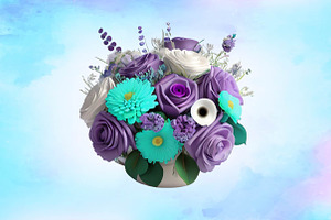 Purple And Turquoise Bouquets PNG