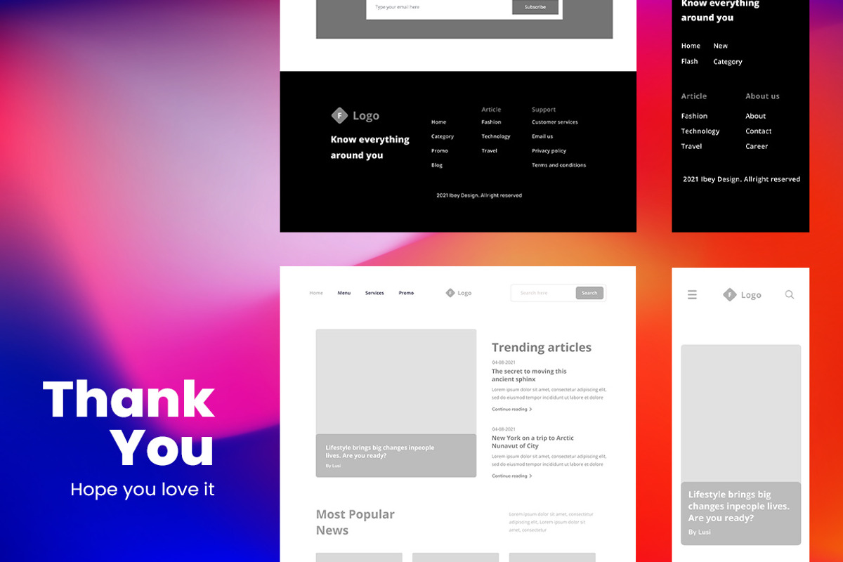 Online Magazine Wireframe Website, a Wireframe Template by INSPR STD (Photo 4 of 4)