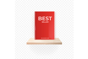 Bestseller book. Realistic red book, an Illustration by Stock-Smart-Start
