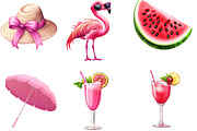 Pink Summer Clipart, an Illustration by Designking (Thumbnail 2 of 5)