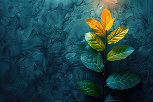 Colorful Plant Leaves on Dark Textured Background With Copy Spac, a Background Photo by José Manuel Gelpi