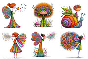 whimsical fairy  clipart, an Illustration by CreationArt (Thumbnail 5 of 5)