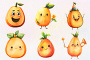 Watercolor Papaya Fruit Clipart,, an Illustration by CreationArt (Thumbnail 2 of 9)