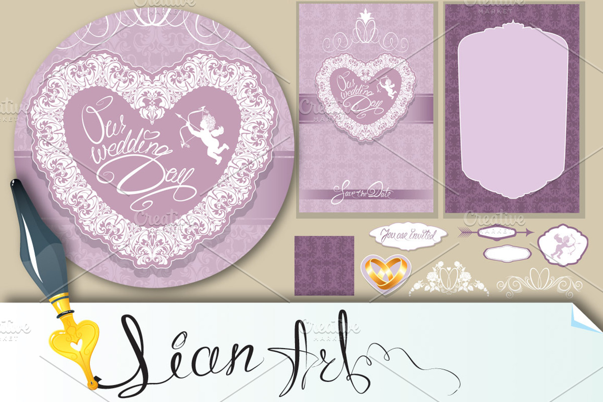 Set of Wedding invitation cards, an Invitation Template by Lian-art