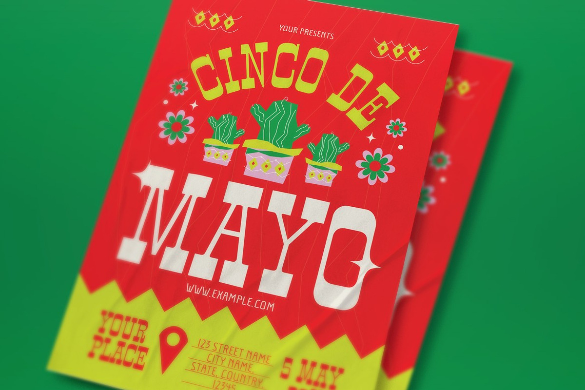 Red Quirky Cinco De Mayo Flyer Set, a Flyer Template by graphicook (Photo 2 of 3)