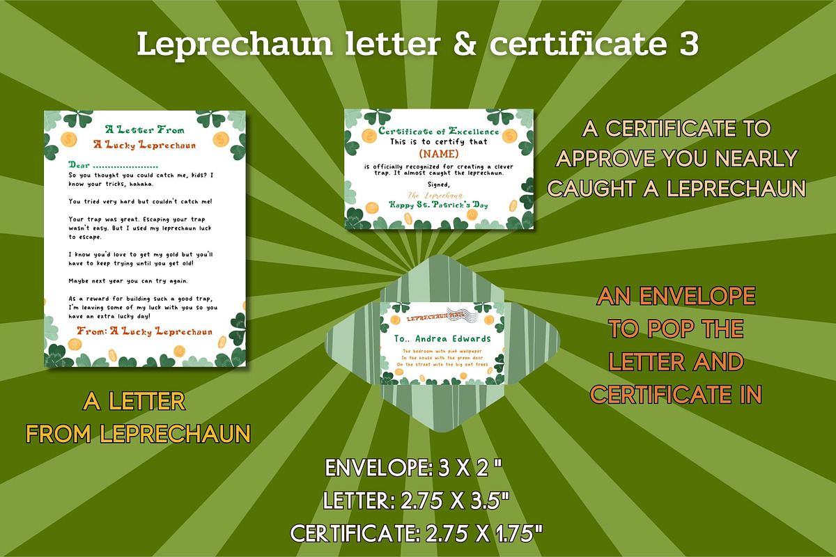 4 Leprechaun Letter&Certificate sets, a Print Template by Adalin Shop (Photo 5 of 8)