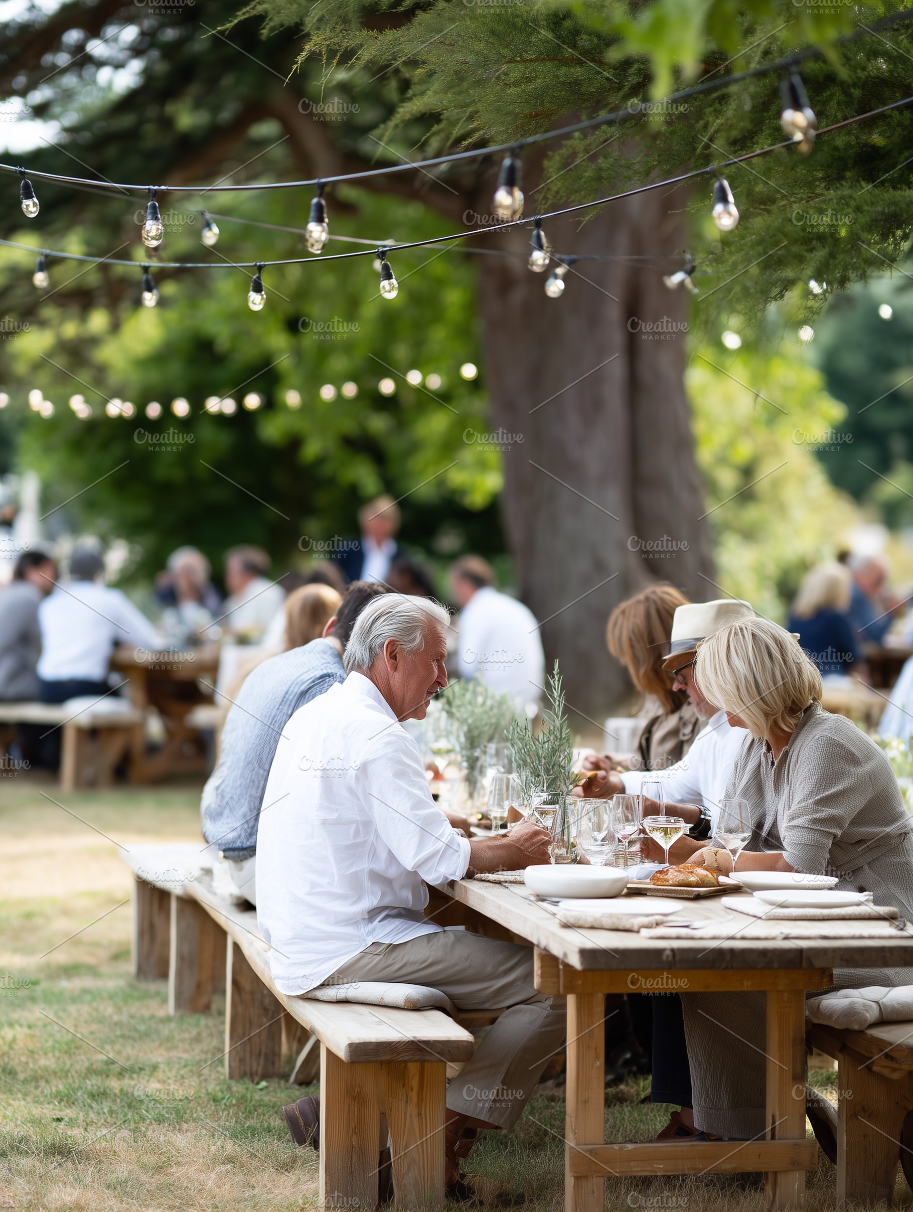 Elegant outdoor garden dinner party, a Person Photo by MistyDay