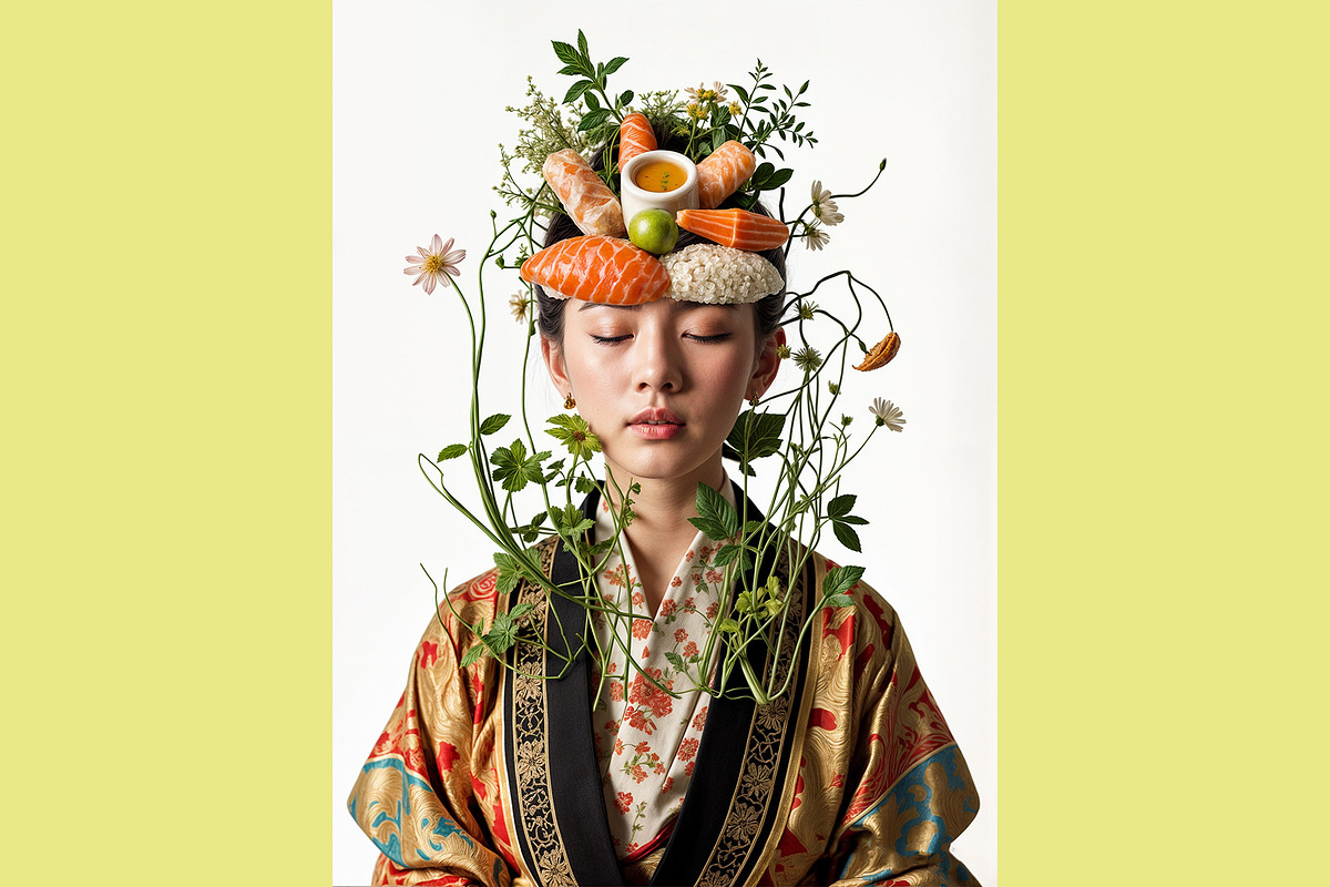 Japanese Botanical Sushi Portrait, a Person Illustration by StockVerse Creative (Photo 4 of 4)