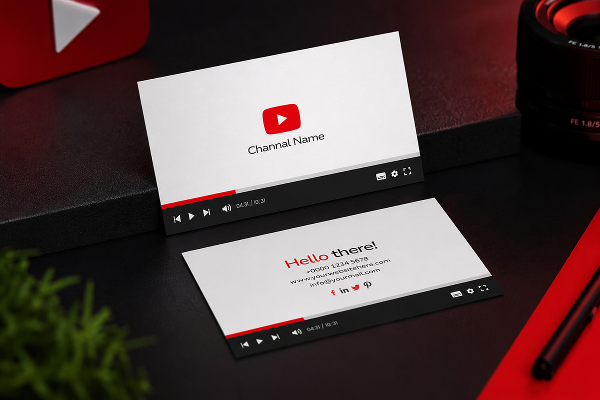 YouTube Style Business Card, a Business Card Template by Saman Osama (Photo 3 of 6)