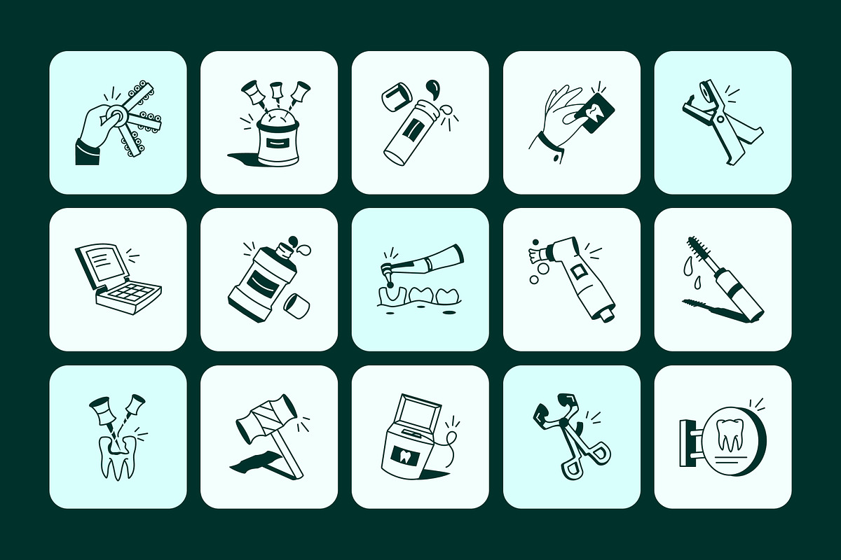 Animated Dentist Doodle Icon Set, an Outline Icon by Vectors Market (Photo 3 of 4)