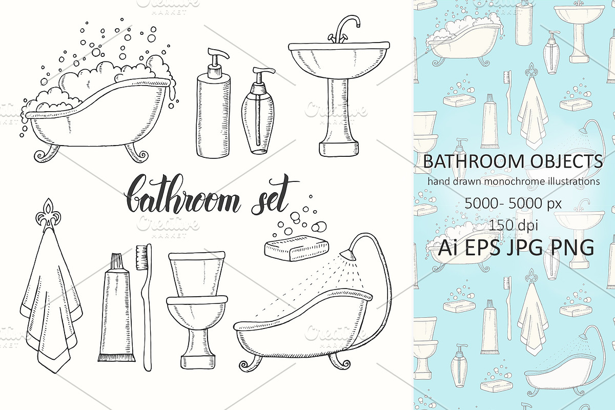 Vintage set of bathroom objects, an Object Graphic by Tabiti (Photo 1 of 2)