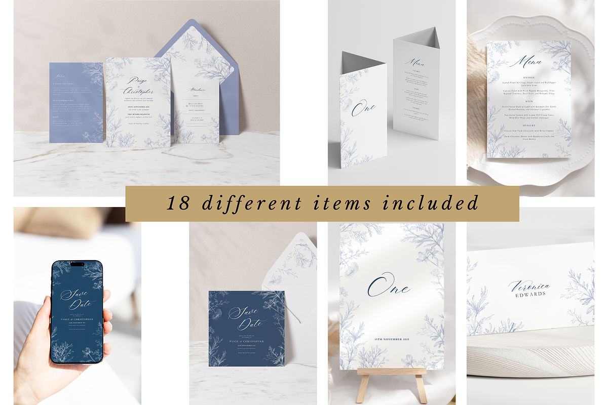 Modern French Toile DIY Wedding Set, a Stationery Template by Belle Measure (Photo 3 of 10)