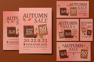 Gradient Autumn Sale Set, a Flyer Template by Artbox Studio