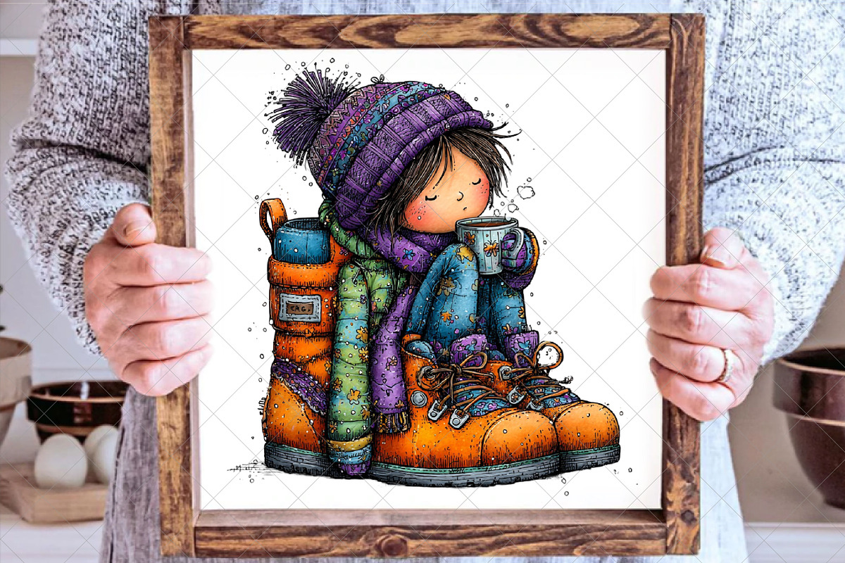 Whimsical Christmas Girl Clipart, an Illustration by SinaCreation (Photo 6 of 7)