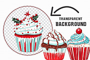 Christmas Cupcake Clipart, an Illustration by Libby Wishes (Thumbnail 2 of 7)