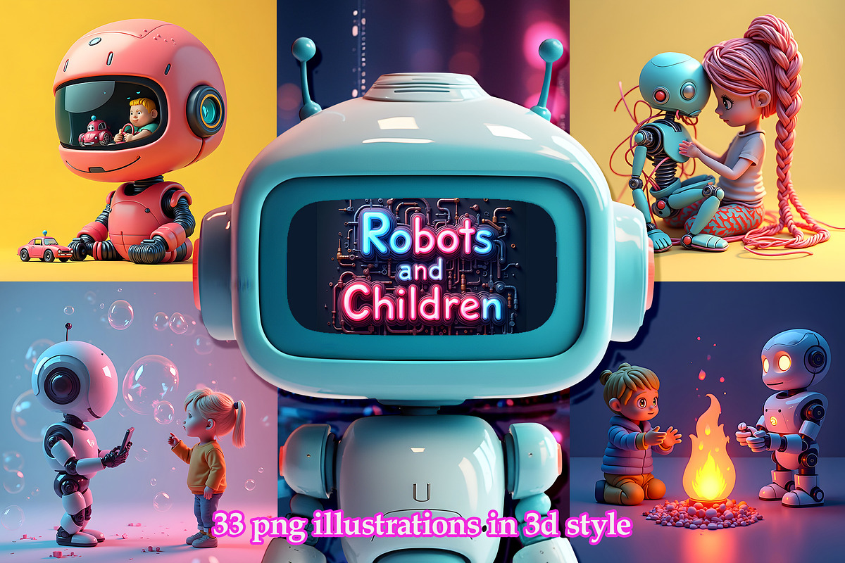 Robots and children illustrations, a Person Illustration by AG Mockups (Photo 1 of 6)
