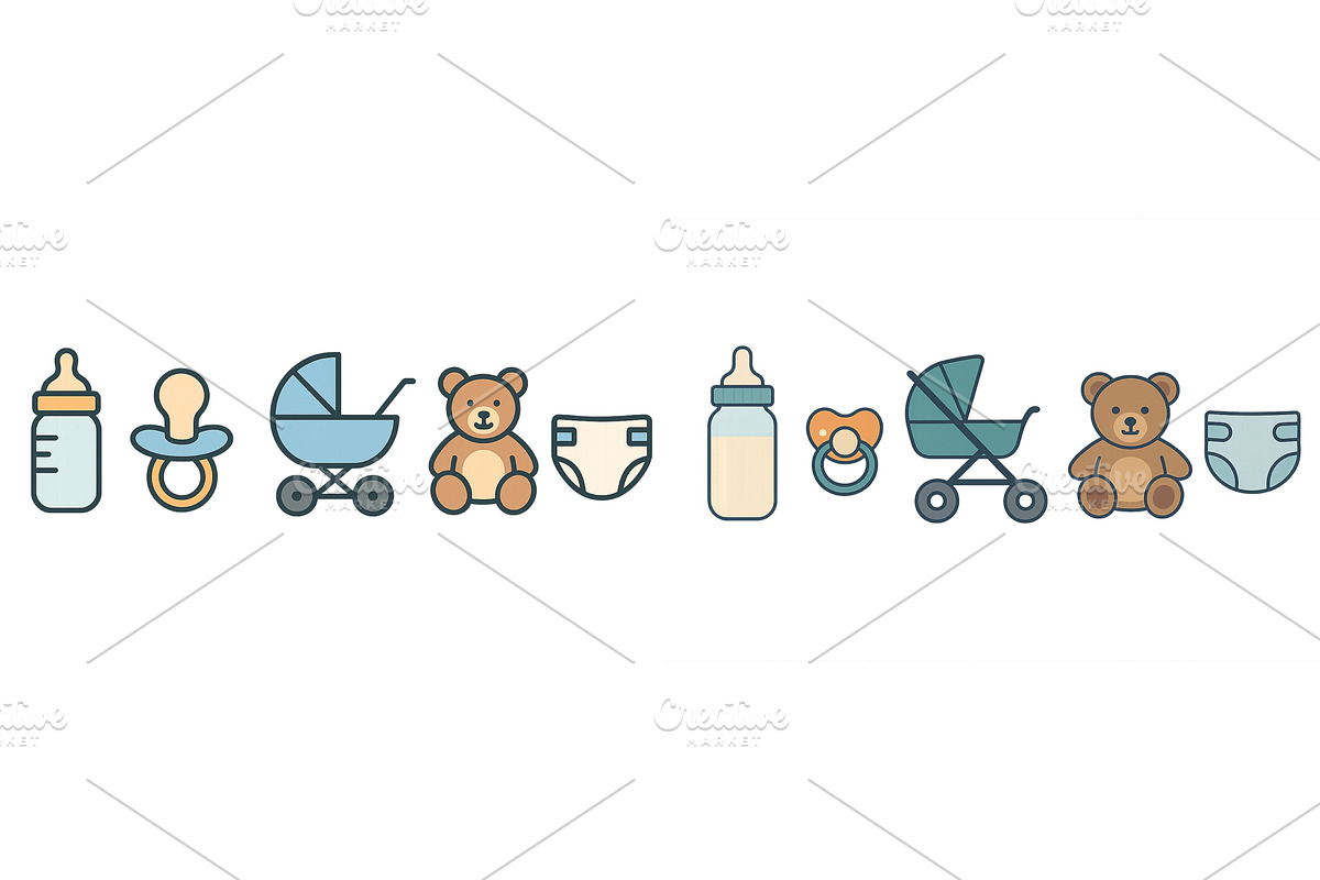 Decorative icons representing baby, a Person Illustration by ZinetroN
