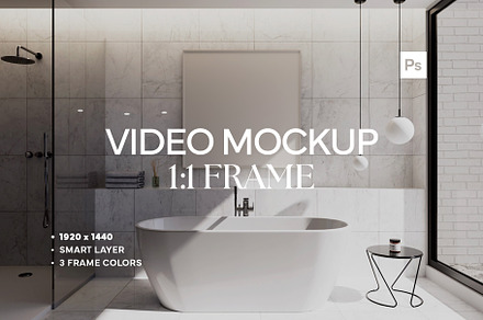 Frame Video Mockup Bathroom PSD