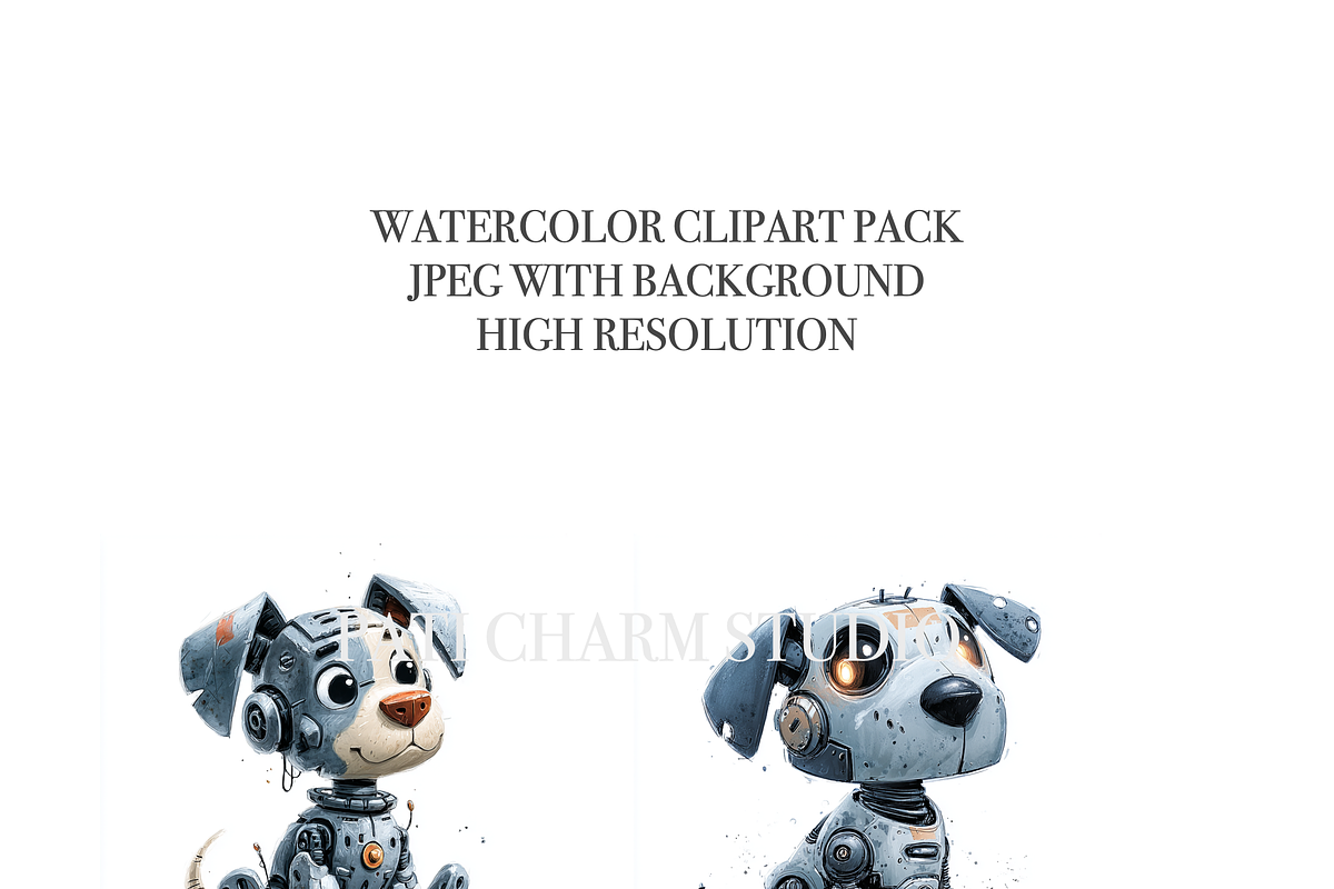 Robotic Puppy Clipart Set, a Decorative Illustration by Pati Charm Studio (Photo 4 of 8)