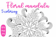 Flower Mandala: 5 Adult Coloring 3, a Poster Template by Michiru13 (Thumbnail 1 of 6)