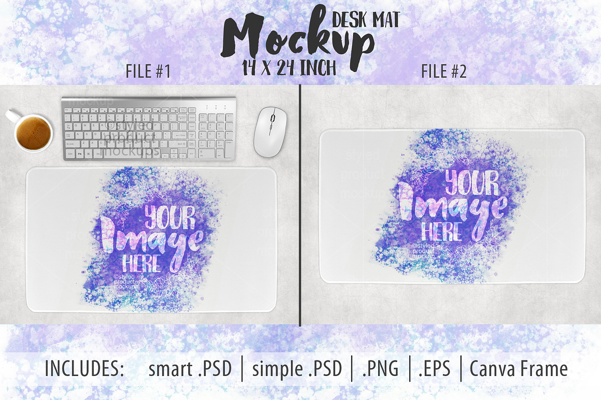 Sublimation 14x24 in desk mat mockup, a Merchandise Mockup by StyledProductMockups (Photo 1 of 6)