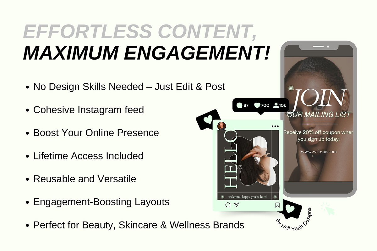 Wellness Instagram Post Templates, a Social Media Template by Hell Yeah Designs (Photo 2 of 8)