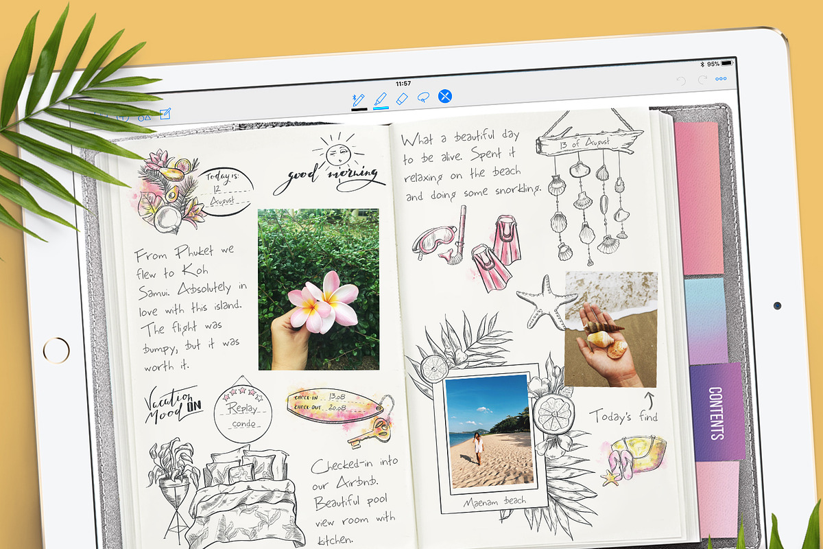 Tropical vacation Travel sticker set, an Illustration by Kate Snitser (Photo 3 of 4)