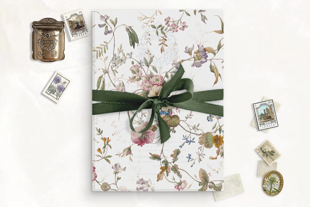 Vintage Floral Vellum Overlay, an Invitation Template by SilverJoyAtelier (Photo 1 of 2)
