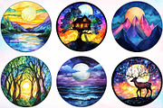 Moonlit Nights Round Stained Glass, an Object Illustration by Canvas Craft (Thumbnail 3 of 4)